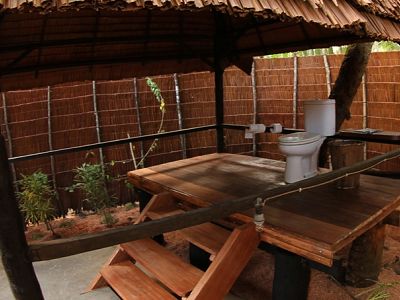 Each bungalow has its own bathroom