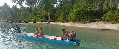 Each bungalow has its own speedboat